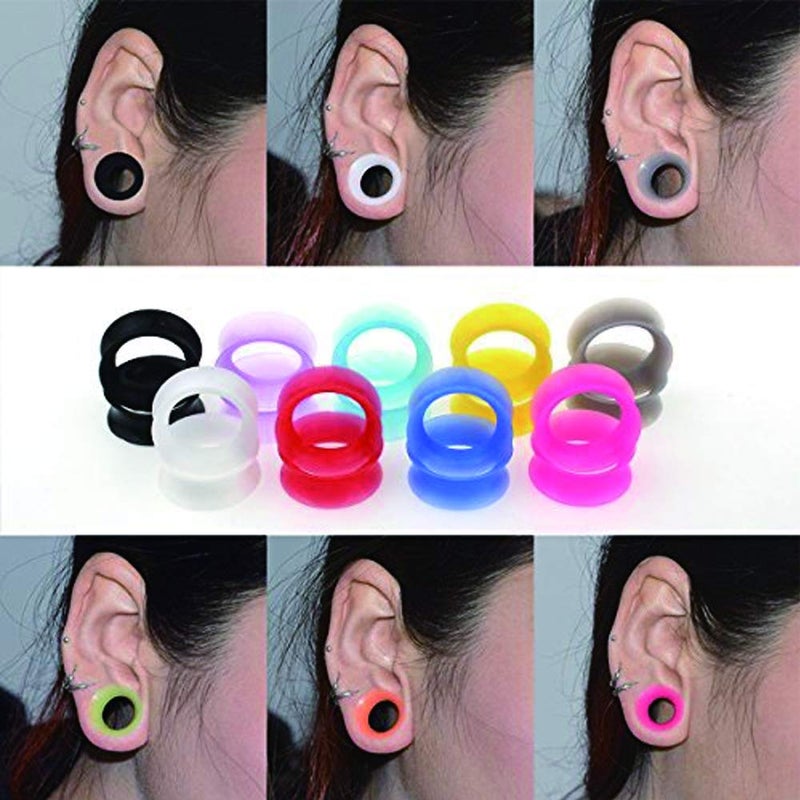 TOPBRIGHT 12 Pairs Ultra Thin Soft Silicone Ear Tunnels, Silicone Ear Skins Gauges and Plugs for Piercing - Image 5